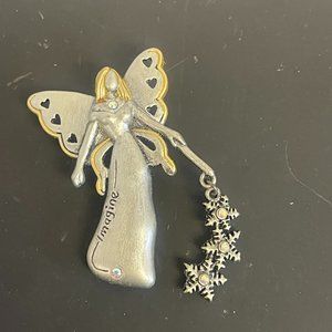 Vintage Dash 1990s Rhinestone DD Signed Imagine Winter Fairy Brooch/Pin - JW732